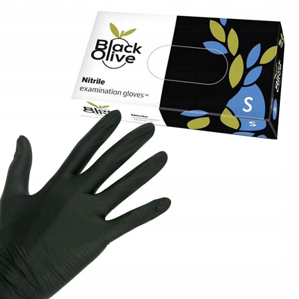 Powder-free, sterile, nitrile diagnostic gloves, textured at the fingertips, size "S" black (100 pieces)